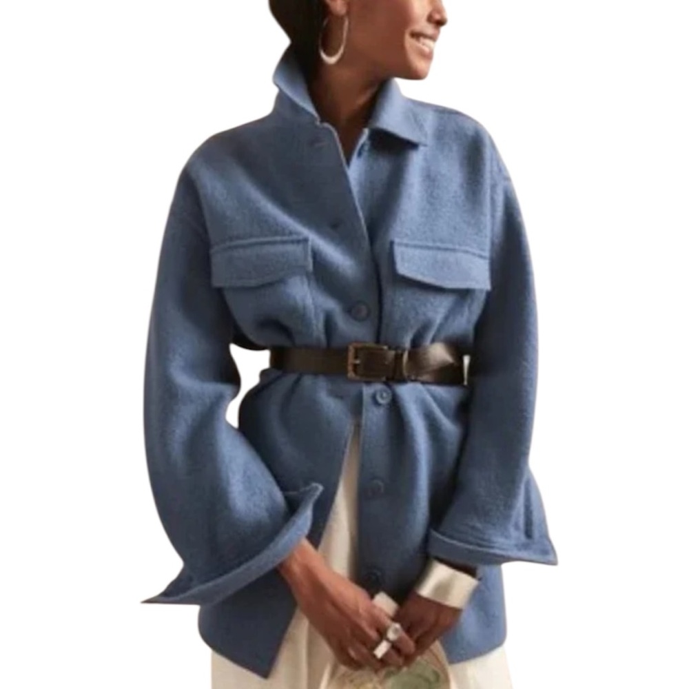 Avec Les Filles Blue Periwinkle Button Down Shacket